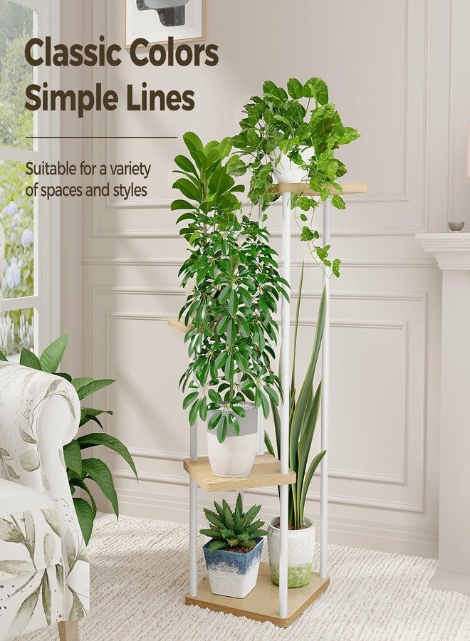 Bamworld Small Plant Stand Indoor 4 Tier Metal Plant Shelf for Multiple Plants Corner Flower Stand for Patio Garden Balcony Living Room Bedroom White - Image 2